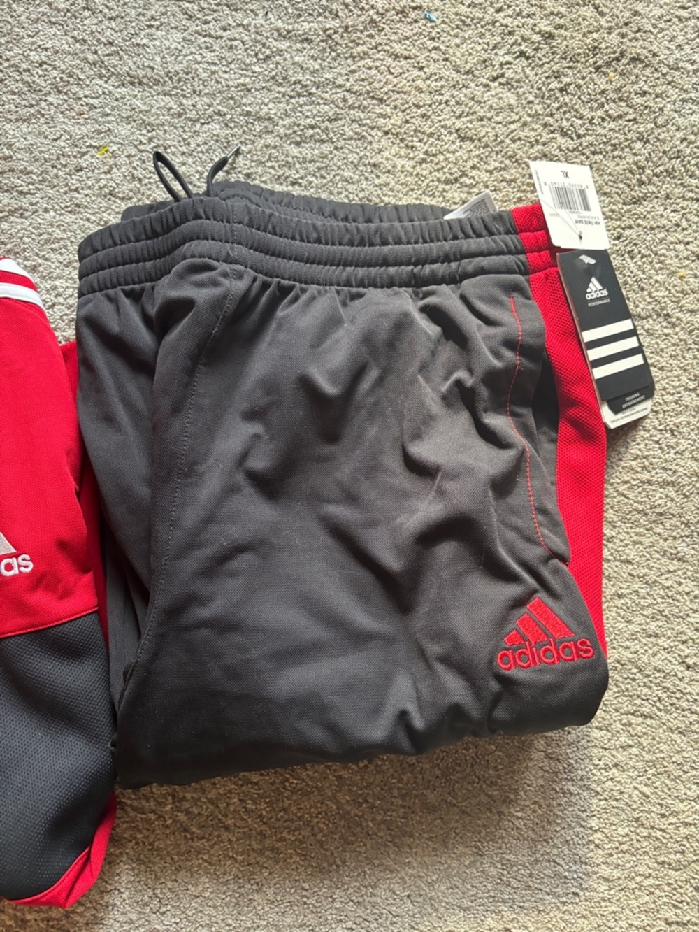Adidas  Red and Black Men’s Track Jacket with White Stripes New with Tags xl - Picture 4 of 8